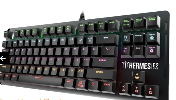 GAMDIAS HERMES E2 لوحة مفاتيح ميكانيكية للألعاب RGB LED – USB أسود – 87 مفتاحًا لوحة معدنية مضادة للظلال